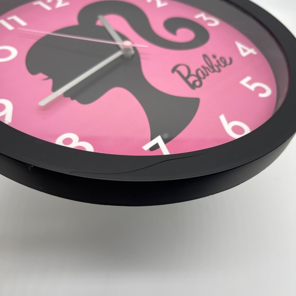 Barbie Pink Wall Clock Black Frame – Retro Silhouette Design - Picture 4 of 4